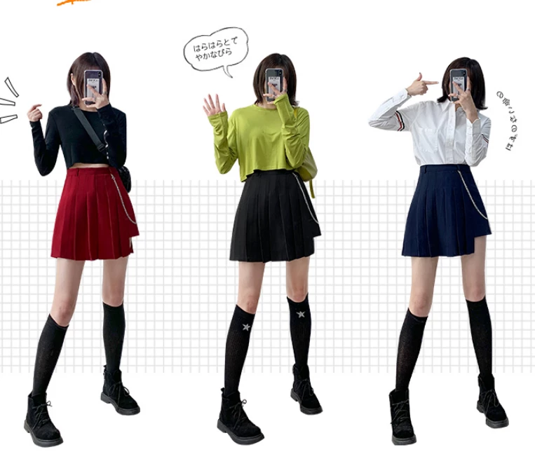 Unzzy HOT SALE Vintage Irregular Chain Pleated Skirt KF81041 2 Unzzy HOT SALE Vintage Irregular Chain Pleated Skirt KF81041