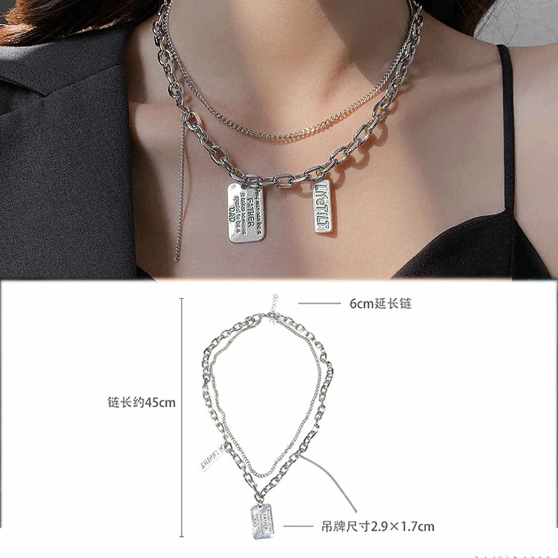 Unzzy Double Layer Necklace KF82590 3 Unzzy Double Layer Necklace KF82590