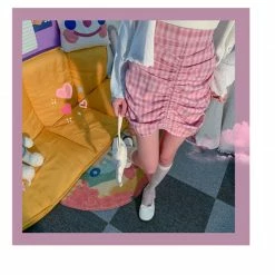 Unzzy Pink High Waist Irregular Skirt KF90231 9 Unzzy Pink High Waist Irregular Skirt KF90231