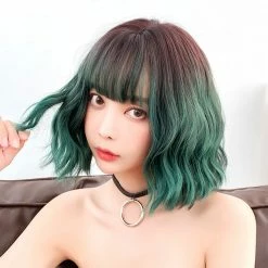 Unzzy Green Short Curly Wig KF90285 7 Unzzy Green Short Curly Wig KF90285