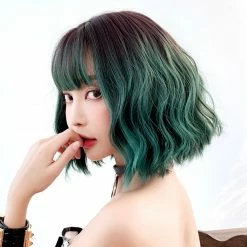 Unzzy Green Short Curly Wig KF90285