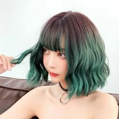 Unzzy Green Short Curly Wig KF90285