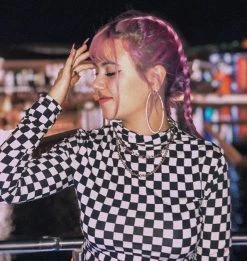 Unzzy High Collar Plaid Long-sleeved T-shirt KF20067 17 Unzzy High Collar Plaid Long-sleeved T-shirt KF20067