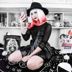 Unzzy PU Black Skirt KF90316