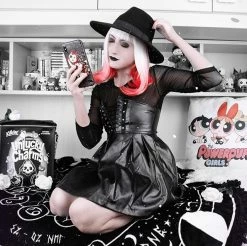 Unzzy PU Black Skirt KF90316