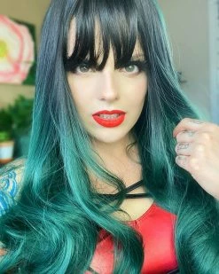 Unzzy HOT SALE Green Long Roll Wig KF90448