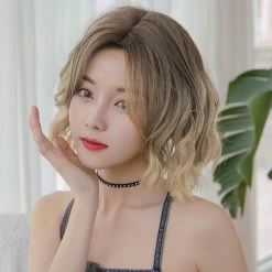 Unzzy HOT SALE Gradient Short Curly Hair Wig KF81267