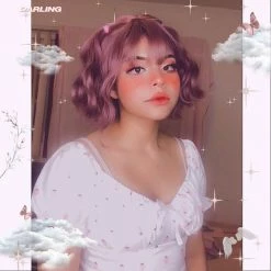 Unzzy HOT SALE Cute Rose Pink Wigs KF9264