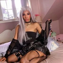 Unzzy Black PU Pleated Skirt KF9589 HOT SALE