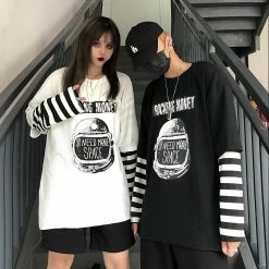 Unzzy Harajuku Striped Long Sleeve T-Shirt KF9429