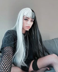 Unzzy Black And White Gradient Wig KF25004 HOT SALE 20 Unzzy Black And White Gradient Wig KF25004 HOT SALE