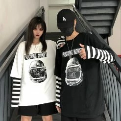 Unzzy Harajuku Striped Long Sleeve T-Shirt KF9429