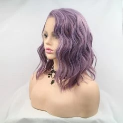 Unzzy Newest Wig LIGHT PURPLE SHORT CURLY LACE WIG KF82132