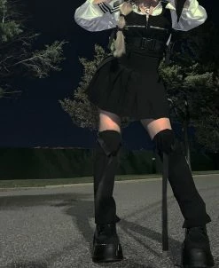 Unzzy HOT SALE Chic Shirt + Strap Skirt KF9354