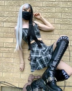 Unzzy Black Plaid Two-piece Set KF90488