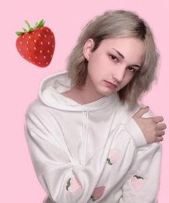 Unzzy Strawberry Embroidered Sweatshirt KF90024