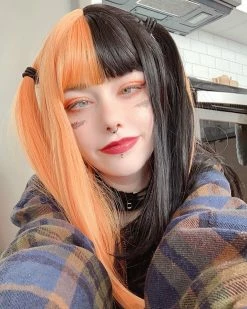 Unzzy Black Orange Wig KF3182