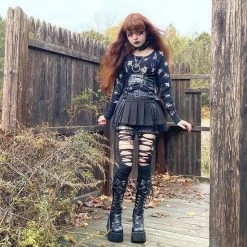 Unzzy HOT SALE Punk Black Vest KF90302