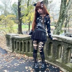 Unzzy HOT SALE Punk Black Vest KF90302