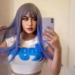 Unzzy HOT SALE Blue Long Straight Wig KF81473