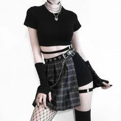 Unzzy Hip Hop Irregular Stitching Plaid Skirt KF50514 HOT SALE