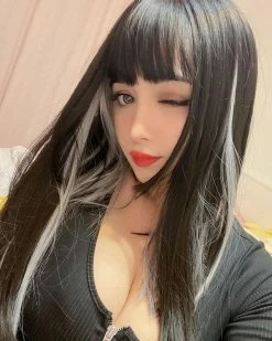 Unzzy Harajuku Black Silver Wig KF21367 HOT SALE