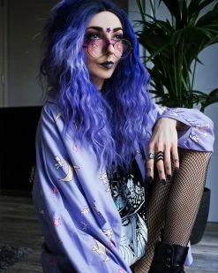 Unzzy HOT SALE Purple Moon Shirt KF81300