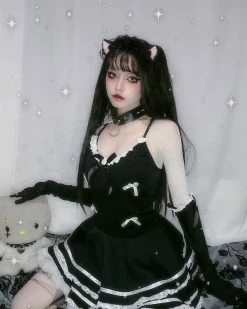 Unzzy Black Bow Dress KF81176