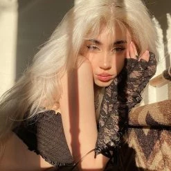 Unzzy Black Lace Gloves KF90562