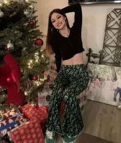 Unzzy HOT SALE Green Flame Pants KF9180