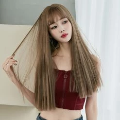 Unzzy Brown Long Straight Hair Wig KF81385 HOT SALE