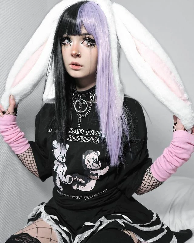 Unzzy HOT SALE Black And Purple Long Straight Wig KF81695 1 Unzzy HOT SALE Black And Purple Long Straight Wig KF81695