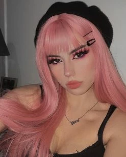 Unzzy HOT SALE Pink Long Straight Wig KF20152