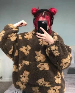 Unzzy Bear Print Coat KF50052