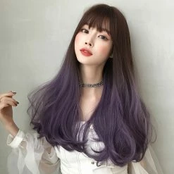 Unzzy Gradient Purple Long Curly Hair Wig KF8205