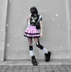 Unzzy Pink Lace Skirt KF81888
