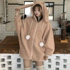 Unzzy Fashion Cute Rabbit Ears Hoodie Coat KF81567 HOT SALE