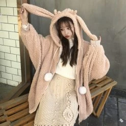 Unzzy Fashion Cute Rabbit Ears Hoodie Coat KF81567 HOT SALE