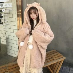 Unzzy Fashion Cute Rabbit Ears Hoodie Coat KF81567 HOT SALE