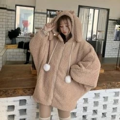 Unzzy Fashion Cute Rabbit Ears Hoodie Coat KF81567 HOT SALE