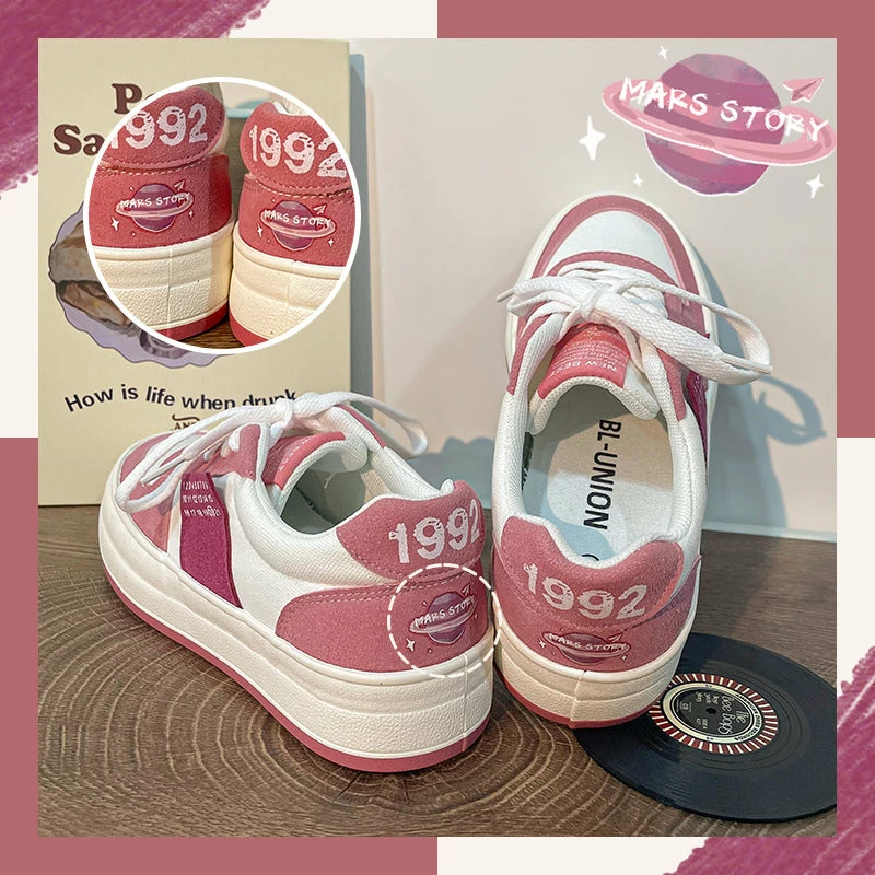 Unzzy HOT SALE Ulzzang Pink Sneakers KF82632 1 Unzzy HOT SALE Ulzzang Pink Sneakers KF82632