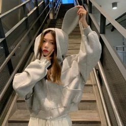 Unzzy Hooded Cropped Coat KF50033