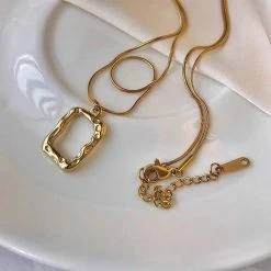 Unzzy Vintage Double Gold Necklace KF82066 HOT SALE