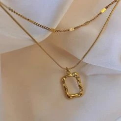Unzzy Vintage Double Gold Necklace KF82066 HOT SALE