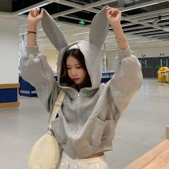 Unzzy Hooded Cropped Coat KF50033