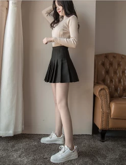 Unzzy Winter Wool Thicken High Waist Plaid Skirt KF25066 HOT SALE