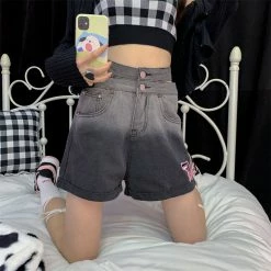 Unzzy Black Gradient Denim Shorts KF82752 HOT SALE