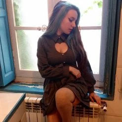 Unzzy Dresses/Skirt Sweet And Sexy Heart Hollow Out Dress KF1056