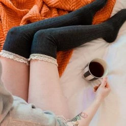 Unzzy CROCHET LACE THIGH HIGH STOCKINGS KF2392 HOT SALE