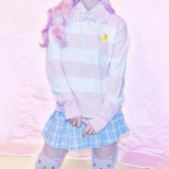 Unzzy Striped Moon Sweater KF2247 HOT SALE